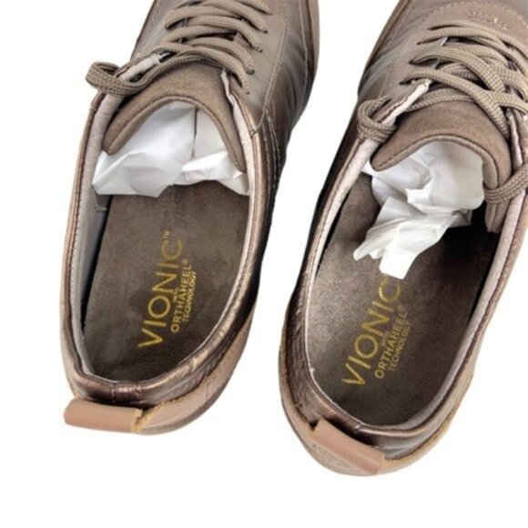 Vionic Copper Lace Up Leather Sneakers Willa - Picture 6 of 8